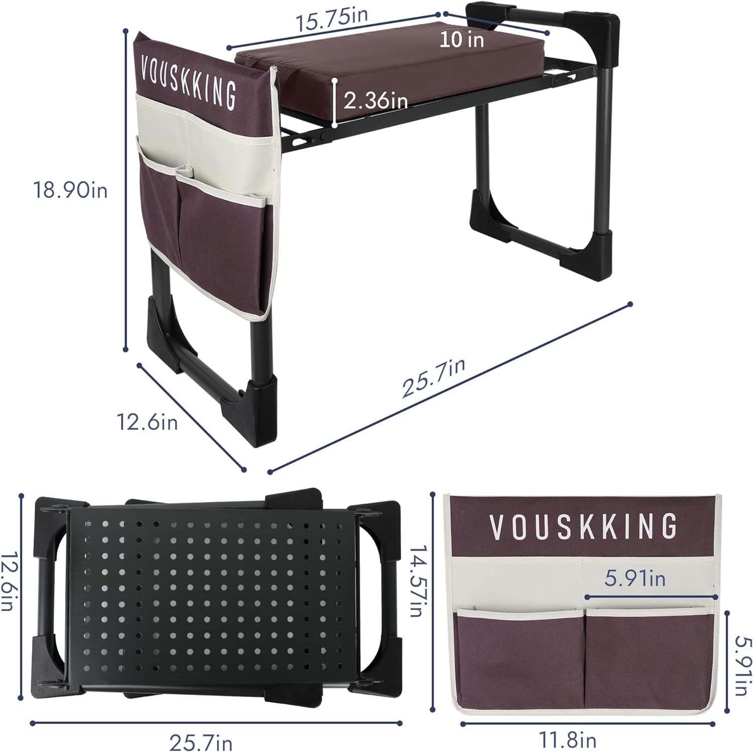 Foldable Garden Kneeler and Seat, Patented Thicker Wider Softer Kneeling Pad with Magnetic Stripe, 350lbs Heavy Duty Durable Garden Stool with Tool Bag, Gardening Gift for Women and Men - Image 2