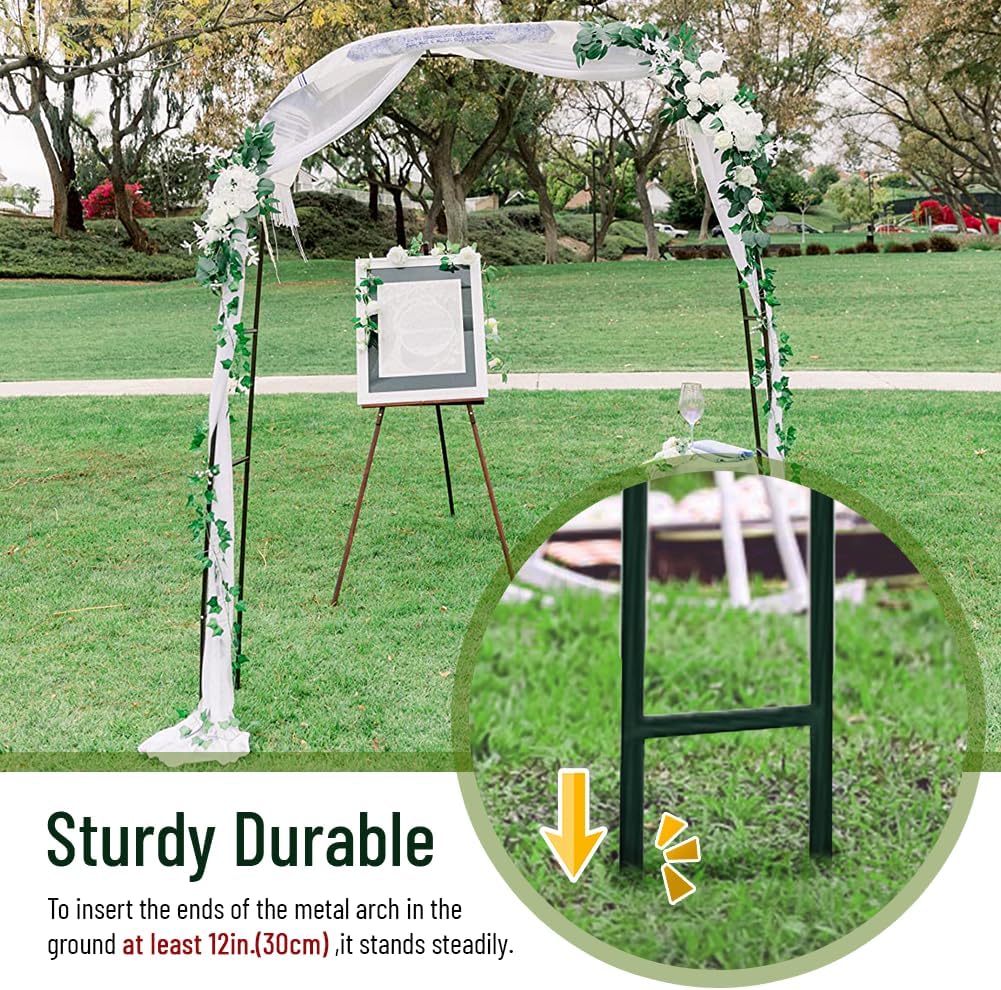 Newsmarts 7.9Ft Metal Garden Arch Army Green Garden Arbor for Climbing Plant Outdoor Wedding Party - Image 4