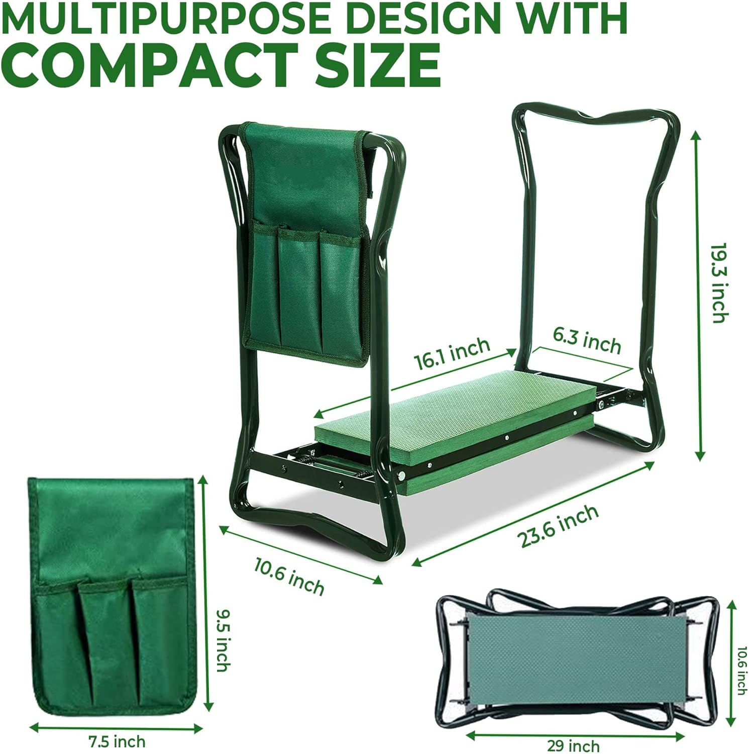 H> Garden Kneeler and Seat, Foldable Garden Stool Heavy Duty Gardening Bench for Kneeling and Sitting to Prevent Knee & Back Pain, Great Gardening Gifts for Women, Grandparents, Seniors, Mom & Dad - Image 2