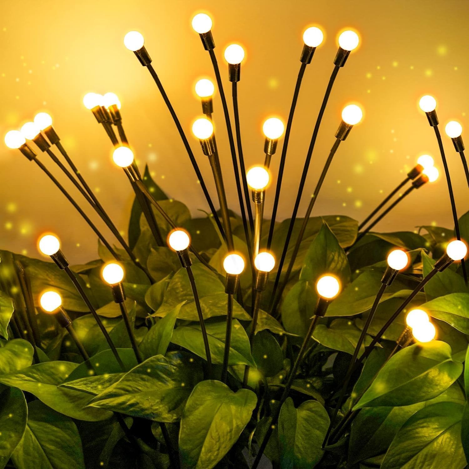 OZS 8Pack Total 64LED Solar Garden Lights Solar Lights Outdoor, Solar Firefly Lights, Waterproof Solar Fairy Lights Outdoor for Garden Yard Pathway Decoration(Warm White) - Image 5