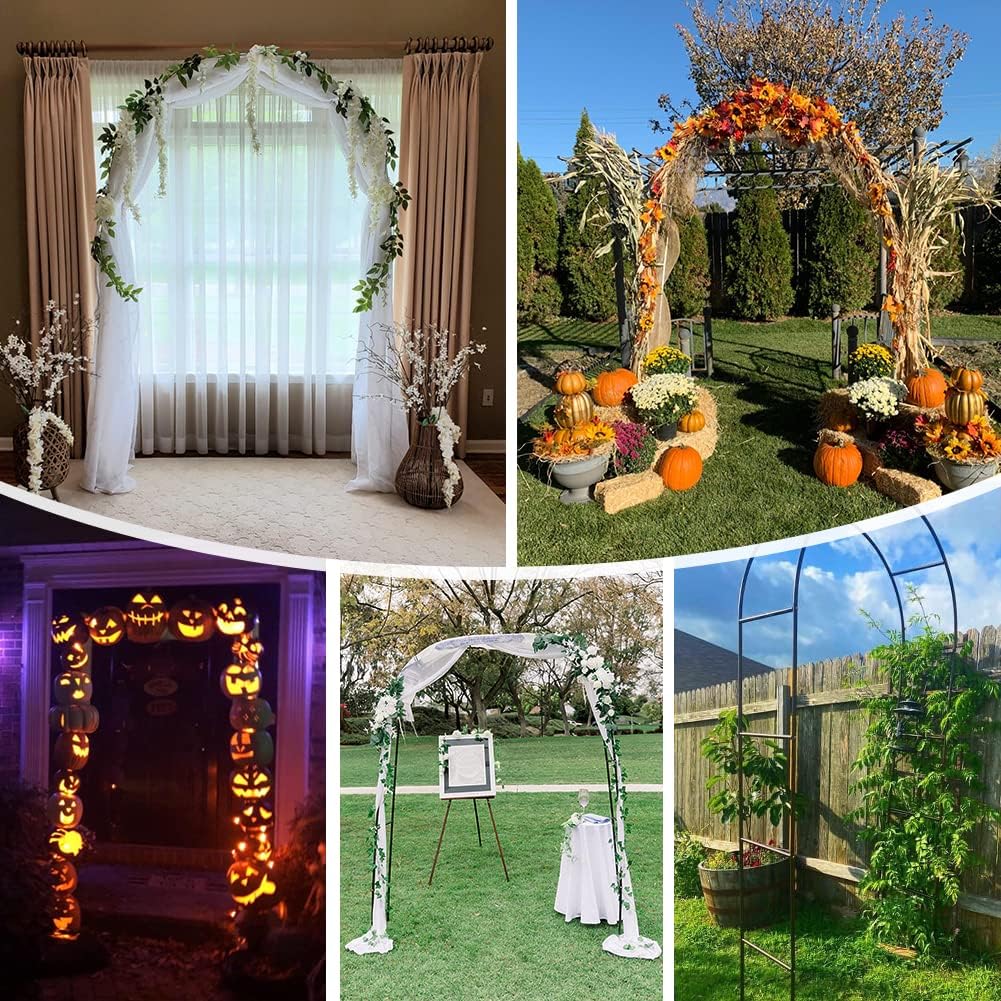Newsmarts 7.9Ft Metal Garden Arch Army Green Garden Arbor for Climbing Plant Outdoor Wedding Party - Image 6