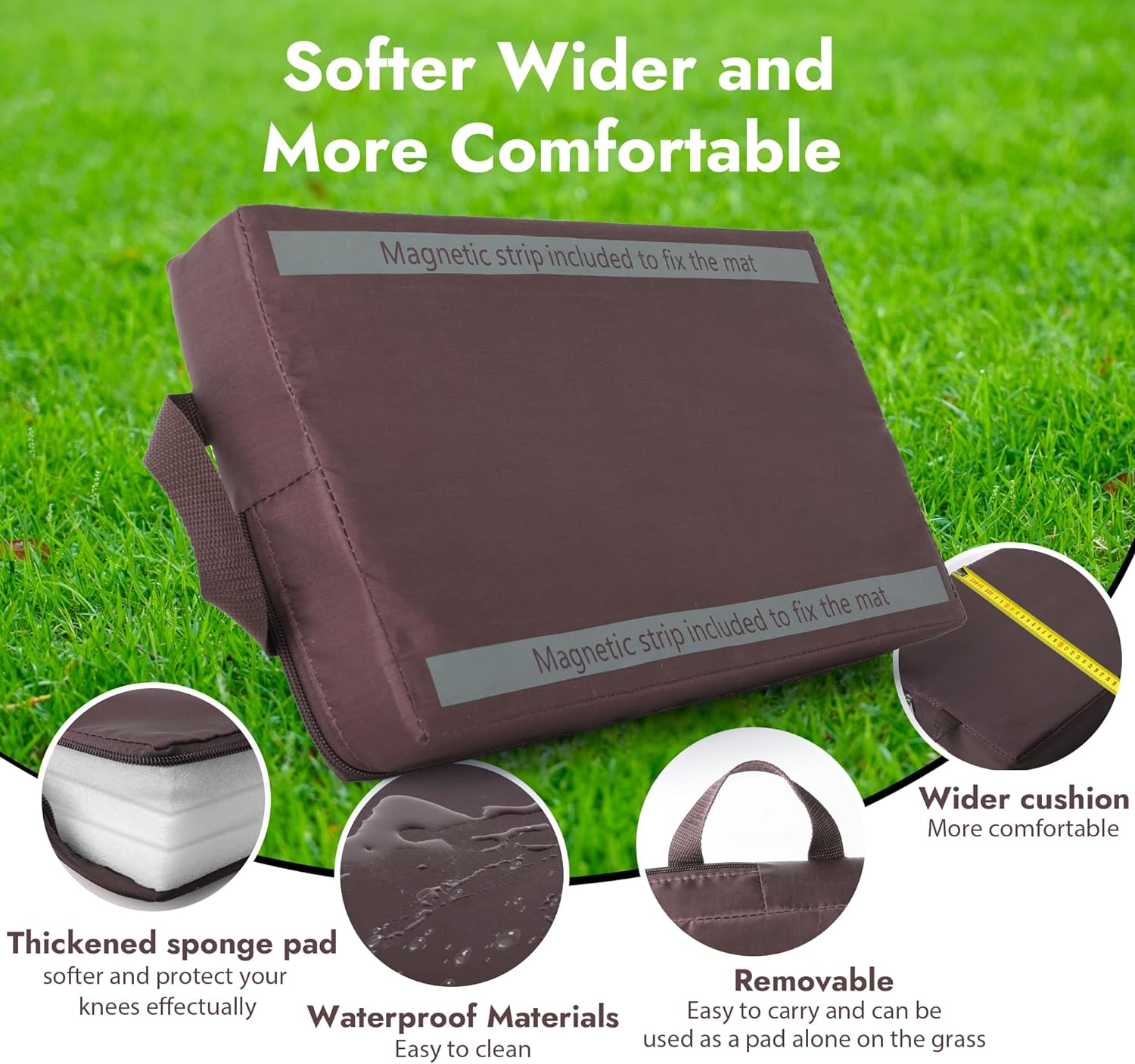 Foldable Garden Kneeler and Seat, Patented Thicker Wider Softer Kneeling Pad with Magnetic Stripe, 350lbs Heavy Duty Durable Garden Stool with Tool Bag, Gardening Gift for Women and Men - Image 4