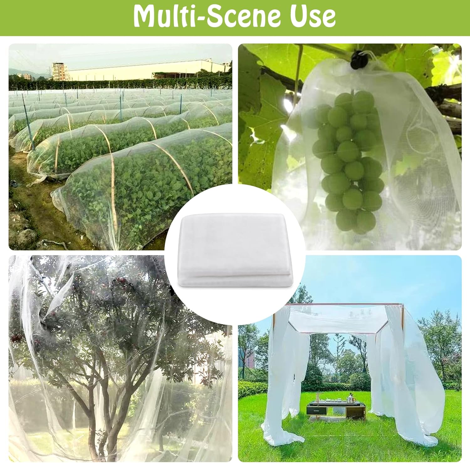 Mckanti 10x20FT Garden Mesh Netting, Fine Plant Covers with 50Pcs Cable Ties & 10Pcs Garden Nails, Garden Bed Netting Cover for Plants Vegetables Garden Row Greenhouse Patio Barrier Net - Image 3