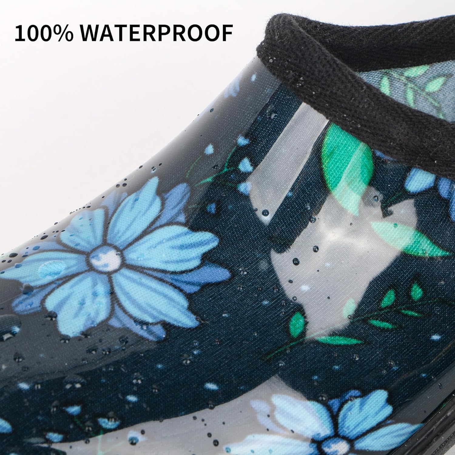 Flat Garden Shoes for Women Waterproof Slip-On Womens Rubber Rain Shoes Gardening Clogs with Comfort Insole - Image 3