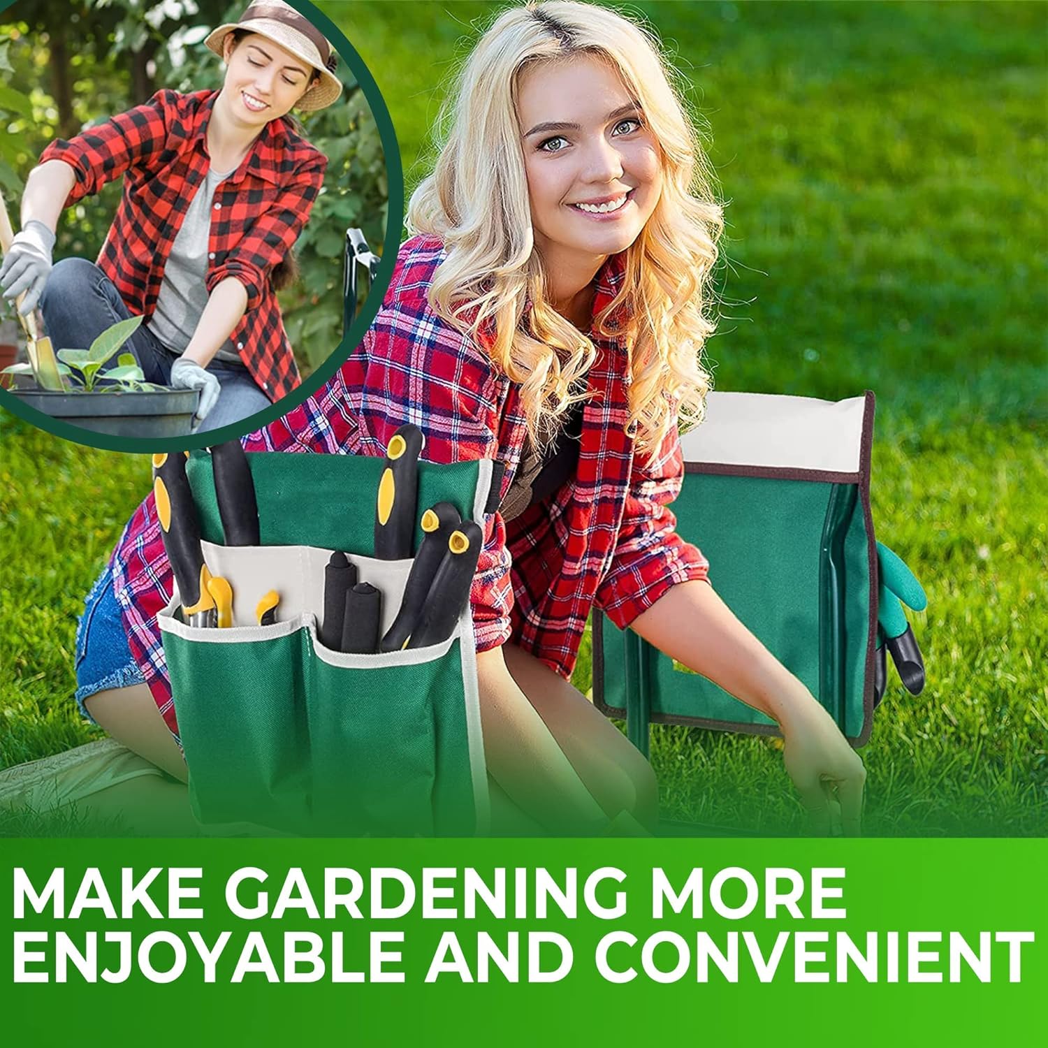 H> Garden Kneeler and Seat, Foldable Garden Stool Heavy Duty Gardening Bench for Kneeling and Sitting to Prevent Knee & Back Pain, Great Gardening Gifts for Women, Grandparents, Seniors, Mom & Dad - Image 7