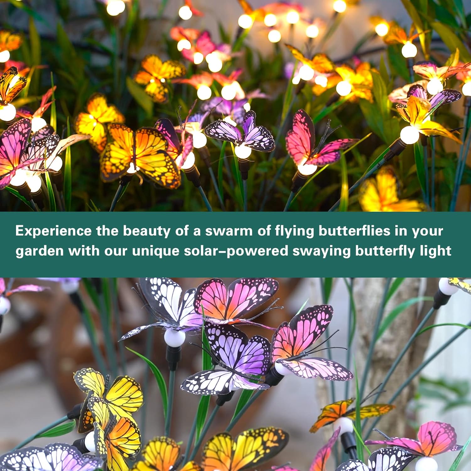 TONULAX Solar Garden Lights - Newest Swaying Butterfly Light, Swaying in The Wind, Solar Outdoor Lights, Yard Patio Pathway Decoration, High Flexibility Iron Wire & Realistic Butterflies (2 Pack) - Image 7