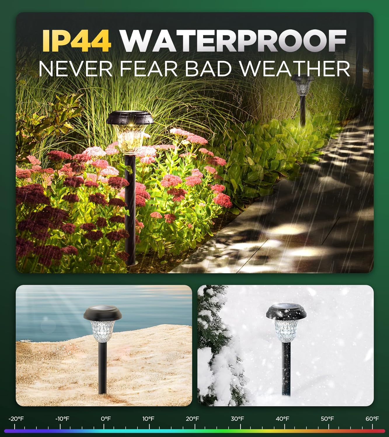 10 Pack Ultra Bright Solar Lights Outdoor Waterproof, from Dusk to Dawn Up to 12H Solar Lights for Outside, Auto On/Off Solar Powered Garden Pathway Lights, Landscape Lighting (Cold White, 10Pack) - Image 5