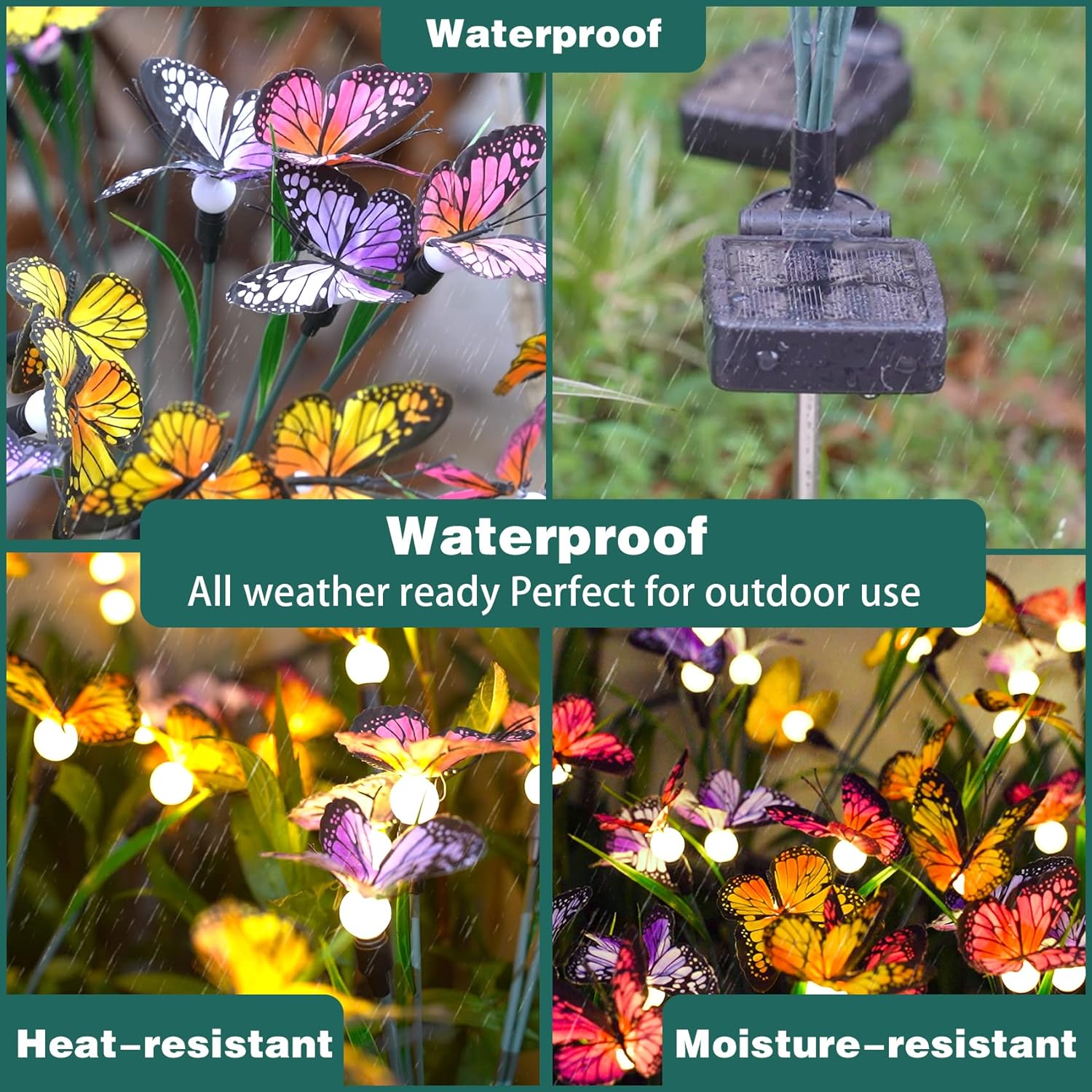 TONULAX Solar Garden Lights - Newest Swaying Butterfly Light, Swaying in The Wind, Solar Outdoor Lights, Yard Patio Pathway Decoration, High Flexibility Iron Wire & Realistic Butterflies (2 Pack) - Image 4
