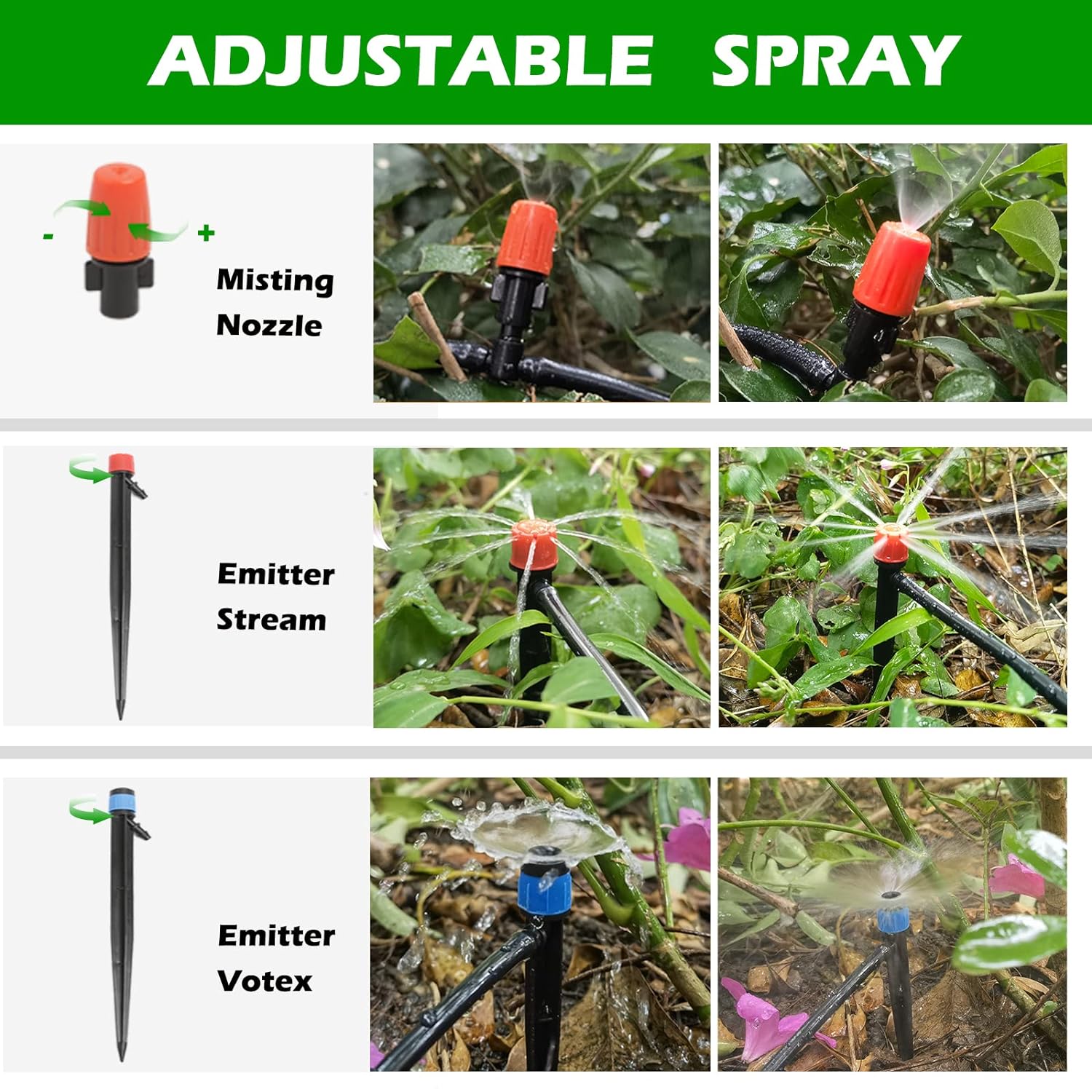 240FT Drip Irrigation System Kit, Automatic Garden Watering Misting System for Greenhouse, Yard, Lawn, Plant with 1/2 inch Hose 1/4 inch Distribution Tubing and Accessories - Image 4