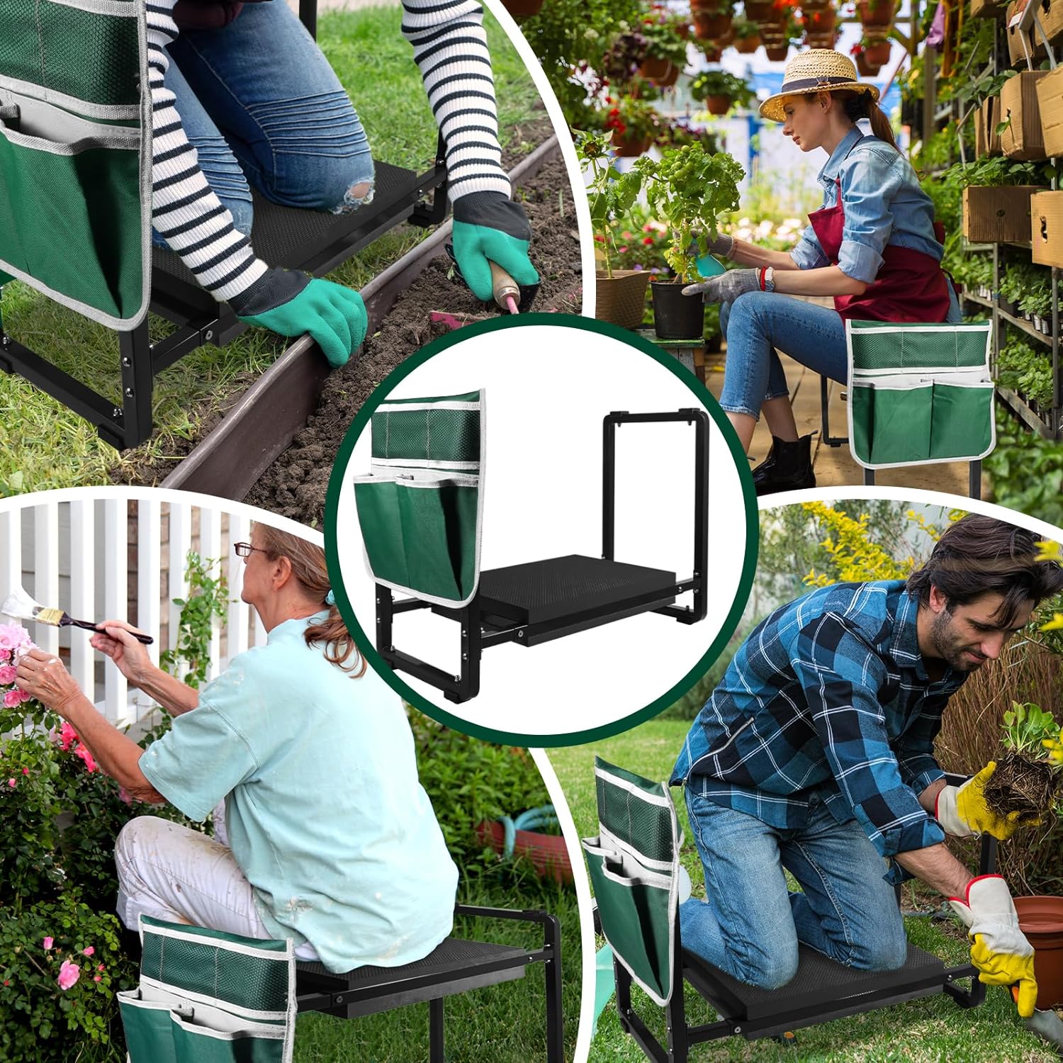 FLINTER 10.2" Wider Garden Kneeler and Seat, 2024 Upgraded Heavy Duty Thick Gardening Bench for Kneeling and Seat - Garden Tools with Bags, Gardening Gifts for Women, Grandparents, Mom & Dad - Image 7