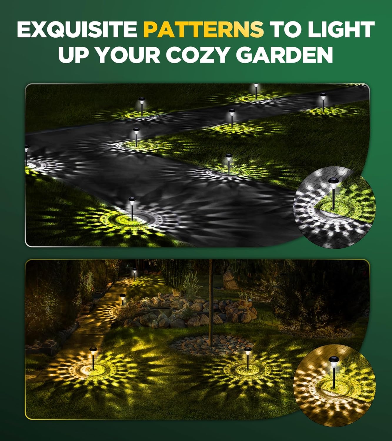 10 Pack Ultra Bright Solar Lights Outdoor Waterproof, from Dusk to Dawn Up to 12H Solar Lights for Outside, Auto On/Off Solar Powered Garden Pathway Lights, Landscape Lighting (Cold White, 10Pack) - Image 2