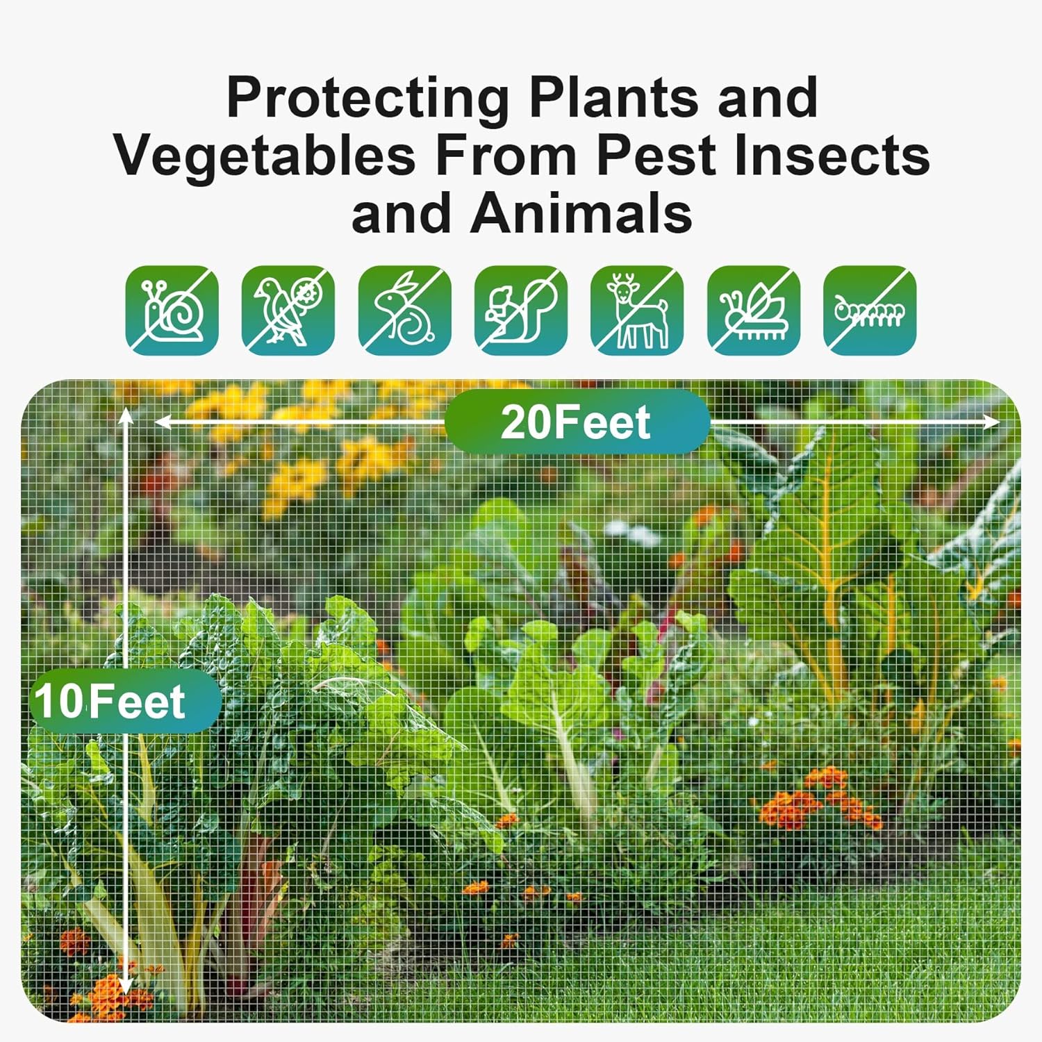 Garden Netting Pest Barrier: 10'x20' Fine Bug Netting for Garden Protection Row Cover Raised Bed Screen Mesh Greenhouse Mosquito Net, Protecting Tree Plants Vegetable Flowers Fruits - Image 2