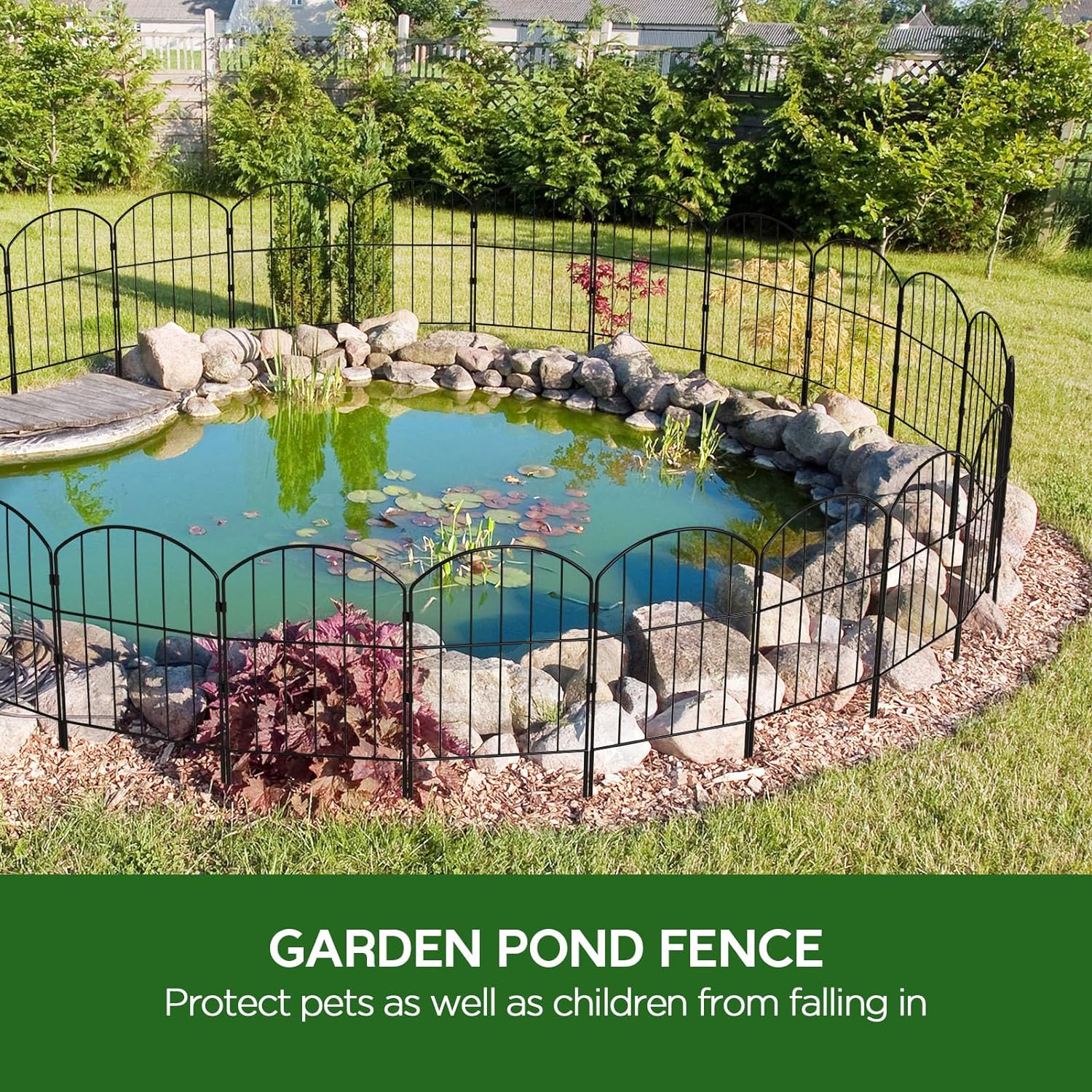 Garden Fence, Total 10ft(L) x 24in(H) Garden Fencing Animal Barrier, 10 Pcs Rustproof Metal Fence Panels, Black No Dig Fence, Decorative Garden Fences and Borders for Dogs, Flower Bed, Patio - Image 3