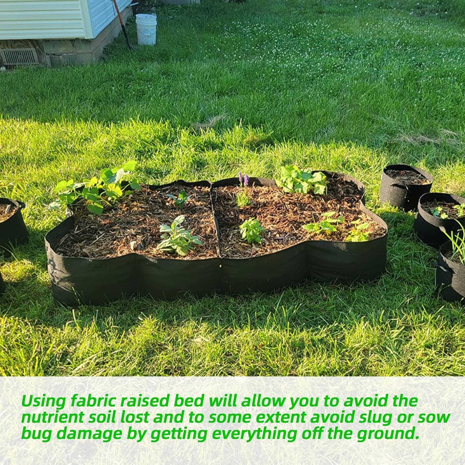 CJGQ Fabric Raised Garden Bed, 128 Gallon 8 Grids Plant Grow Bags, 3x6FT Breathable Planter Raised Beds for Growing Vegetables Potatoes Flowers, Rectangle Planting Container for Outdoor Gardening - Image 4
