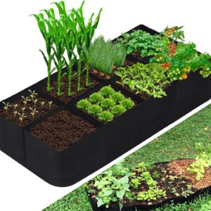 CJGQ Fabric Raised Garden Bed, 128 Gallon 8 Grids Plant Grow Bags, 3x6FT Breathable Planter Raised Beds for Growing Vegetables Potatoes Flowers, Rectangle Planting Container for Outdoor Gardening